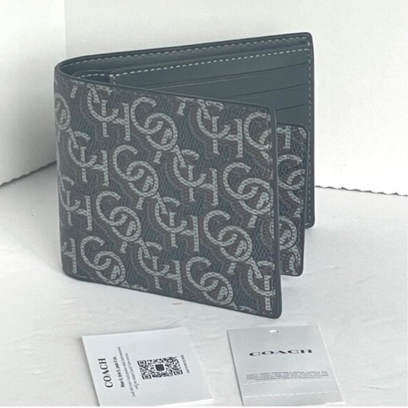 NWT Coach 3 In 1 Black Monogram Mens Wallet - Picture 2 of 7